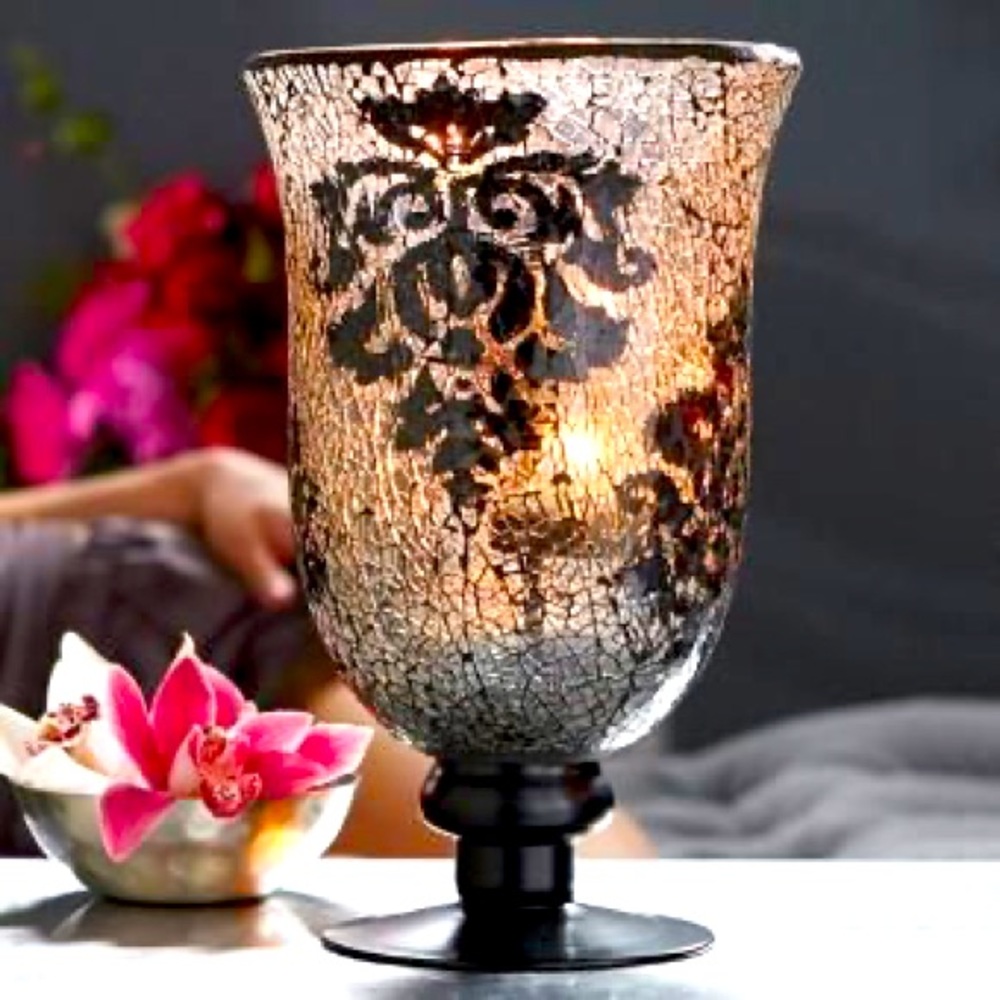PartyLite ForbiddenFruit Mosaic Pedestal Hurricane